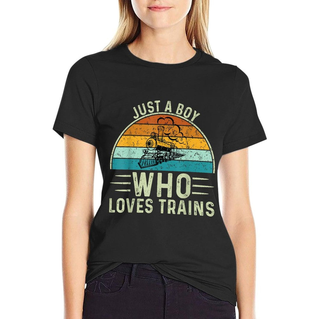 Just A Boy Who Loves Trains  Eco-friendly Material T-Shirt