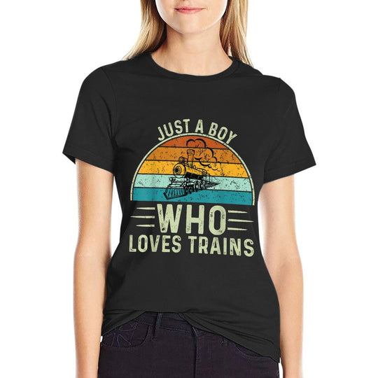 Just A Boy Who Loves Trains  Eco-friendly Material T-Shirt
