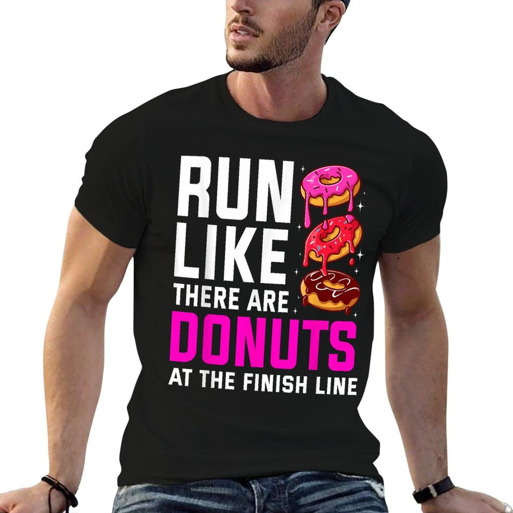 Funny Running For Men Women Donut Finish Line Marathon  Summer-ready Fabric T-Shirt