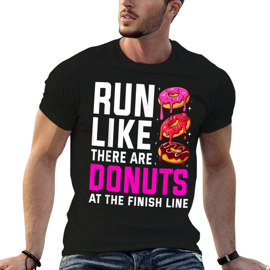Funny Running For Men Women Donut Finish Line Marathon  Summer-ready Fabric T-Shirt