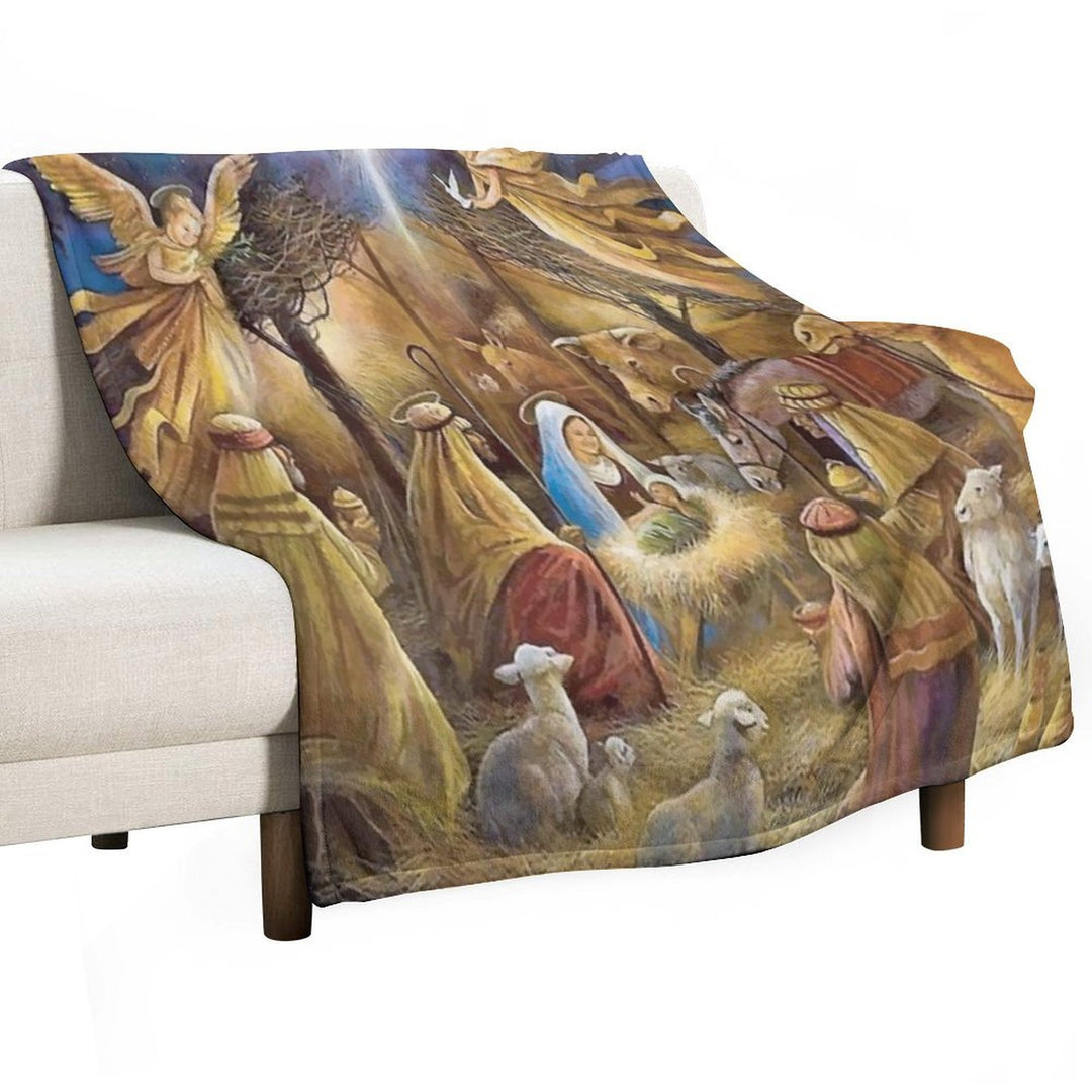 Christian Christmas Nativity Travel-friendly Throw Blanket