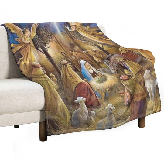 Christian Christmas Nativity Travel-friendly Throw Blanket