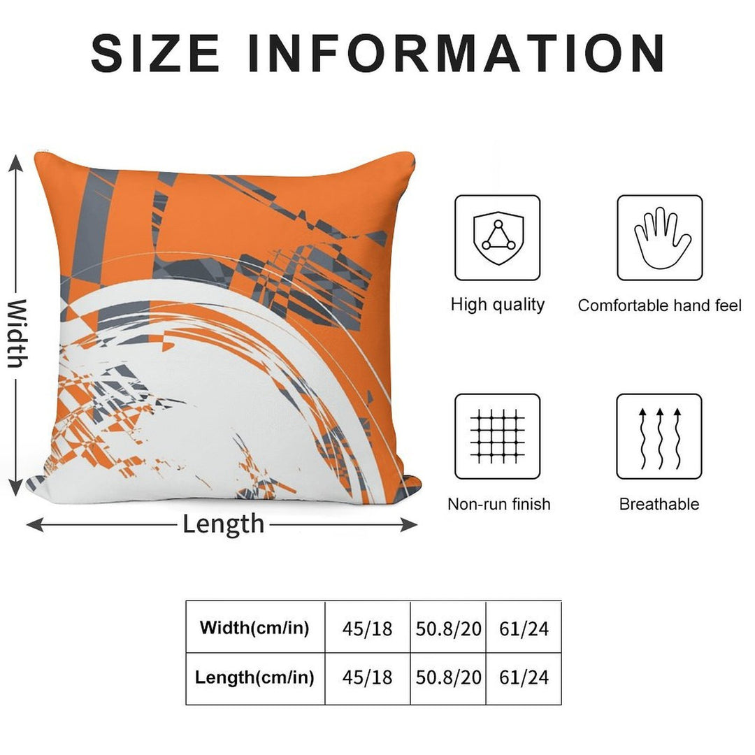 Orange Grey Soft High-Density Material Throw Pillow