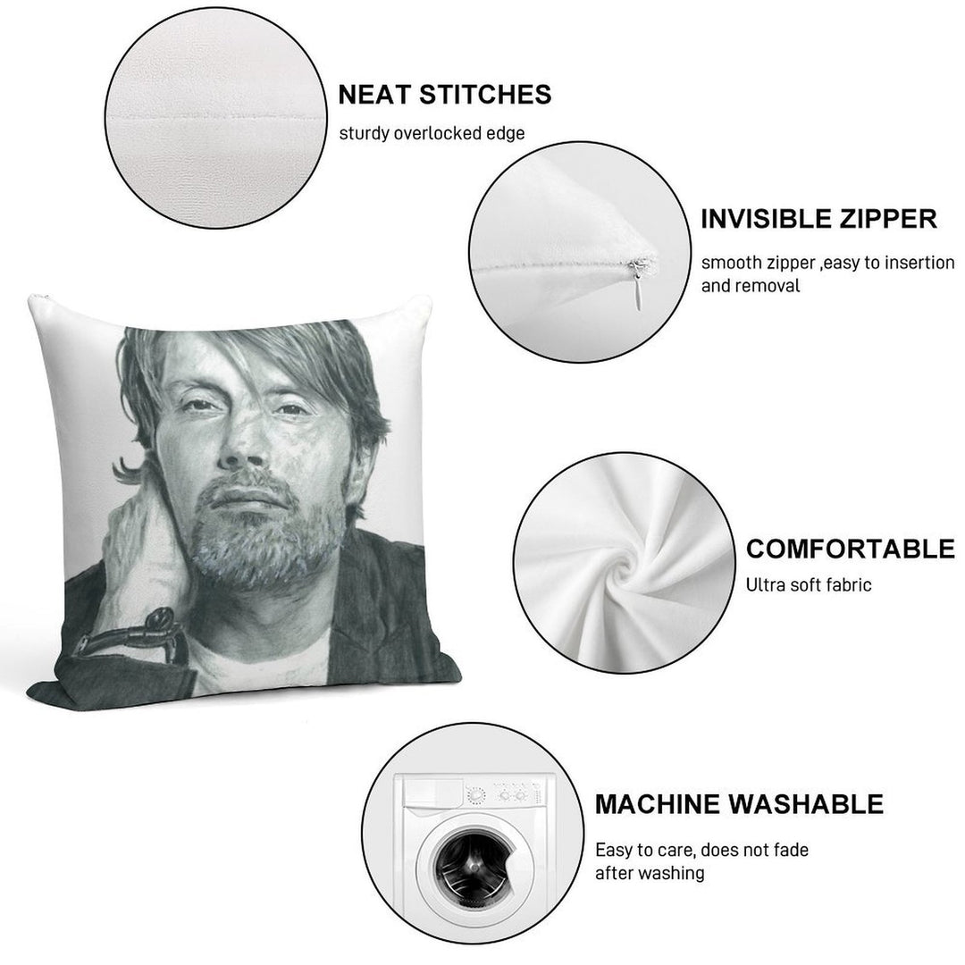 Mads Mikkelsen 2 Soft Shrink-Resistant Throw Pillow