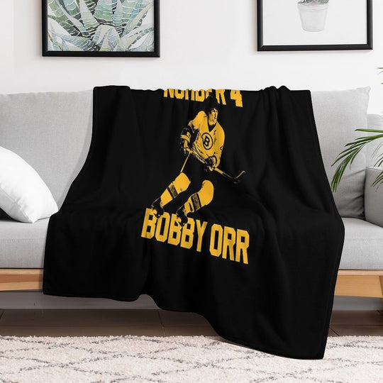 Bobby Orr Number 4 - The Yellow Stencil Travel-friendly Throw Blanket