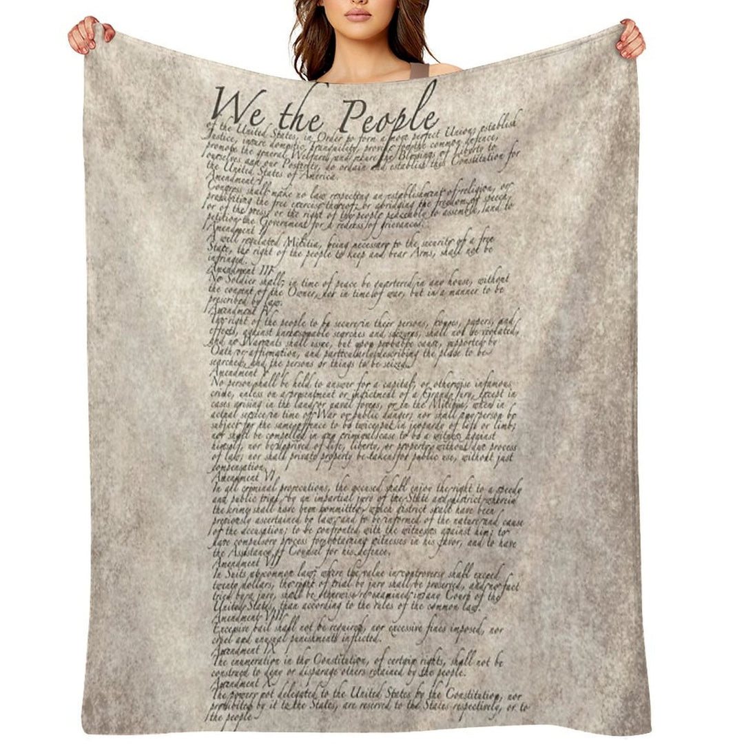 US Constitution The Bill of Rights on Parchment Paper Easy Care Throw Blanket