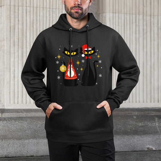 Mid Century Modern Look Cats Christmas Retro 50s 60s Xmas Durable Construction Hoodie