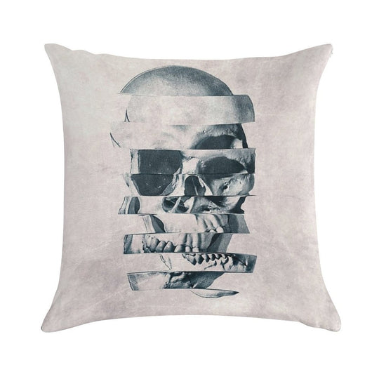 Glitch Skull Mono Soft Decorative Cover Throw Pillow