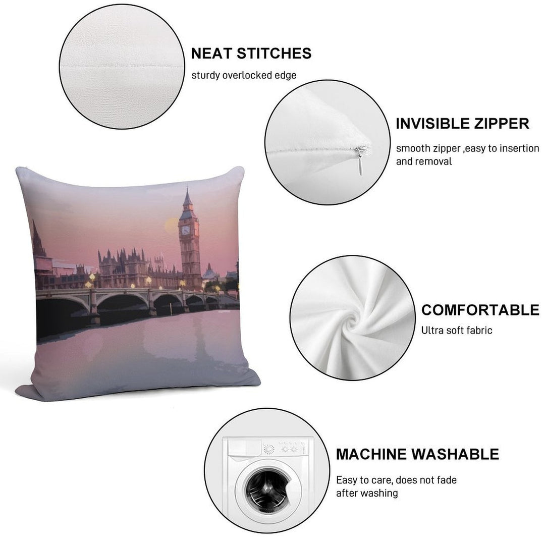 Travel to London Soft Anti-Pilling Throw Pillow