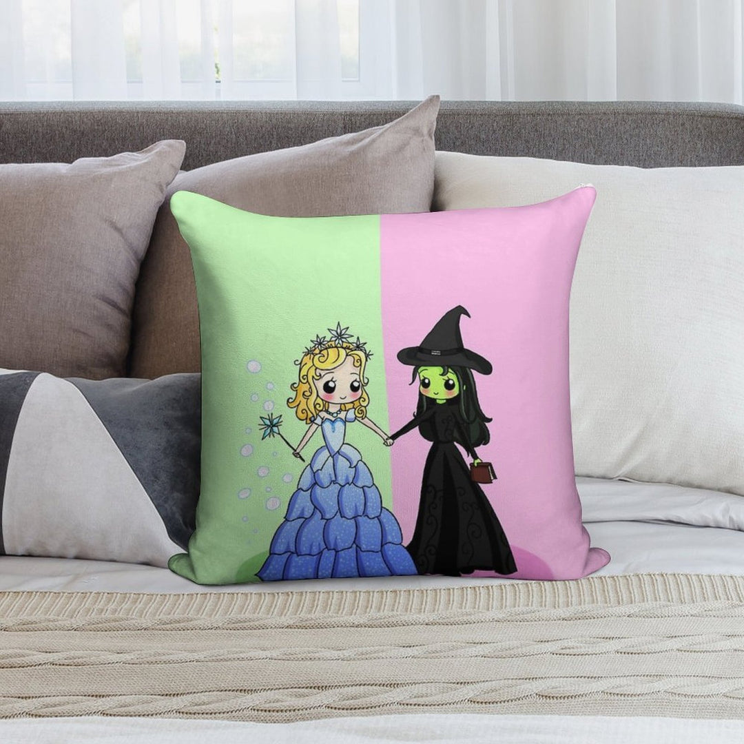 Elphaba & Glinda Soft Hidden Zipper Throw Pillow