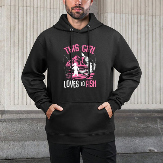 This Girl Loves To Fish Fishing Girls Shape Retention Hoodie