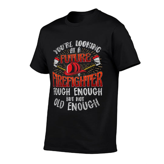 Kids Future Firefighter T Shirt Kids Boys Youth Men Funny  Ribbed Collar T-Shirt
