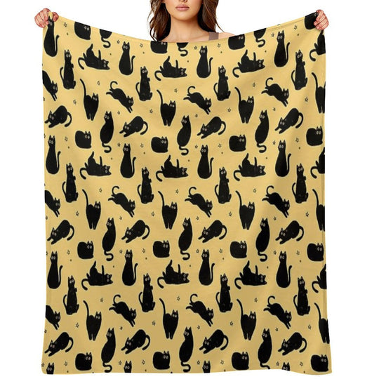 Black Cat Pattern Easy Care Throw Blanket
