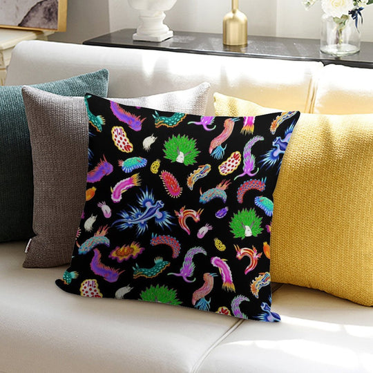 Rainbow Nudibranchs (Sea Slugs) Assortment Soft Bedroom Essential Throw Pillow