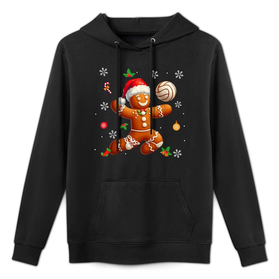 Gingerbread Playing Volleyball Christmas Player Kids Family Easy Care Hoodie