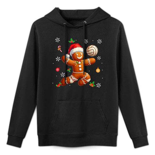 Gingerbread Playing Volleyball Christmas Player Kids Family Easy Care Hoodie