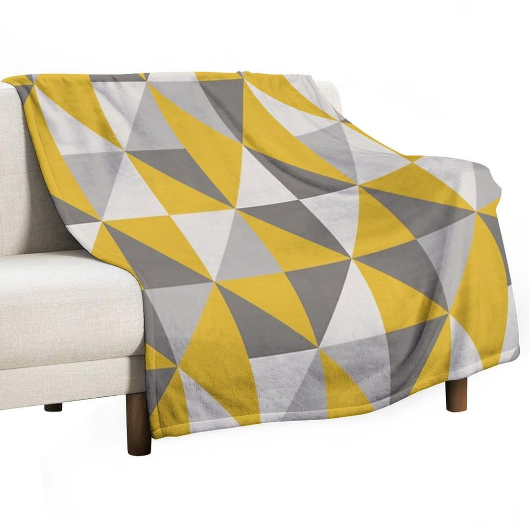 Retro Triangle Design in Yellow And Grey Premium Throw Blanket