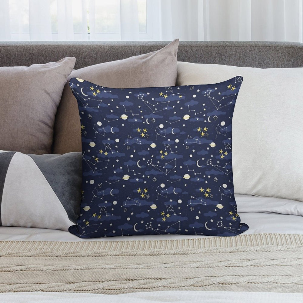 Galaxy - Cosmos, Moon And Stars. Astronomy Pattern. Cute Cartoon Universe Design. Soft Style Accent Throw Pillow