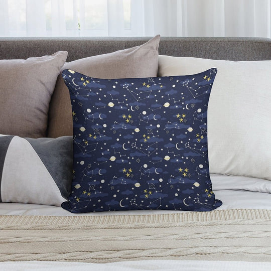 Galaxy - Cosmos, Moon And Stars. Astronomy Pattern. Cute Cartoon Universe Design. Soft Style Accent Throw Pillow