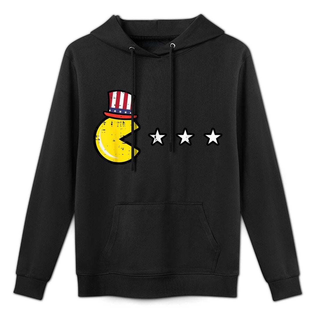 4th July Video Game Eating Stars Retro Gamer Boys Kids Men Colorfast Hoodie