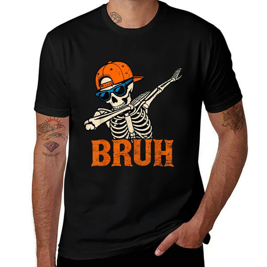 Bruh Spooky Dabbing Skeleton Halloween Custome for Boys Men  Eco-friendly Material T-Shirt