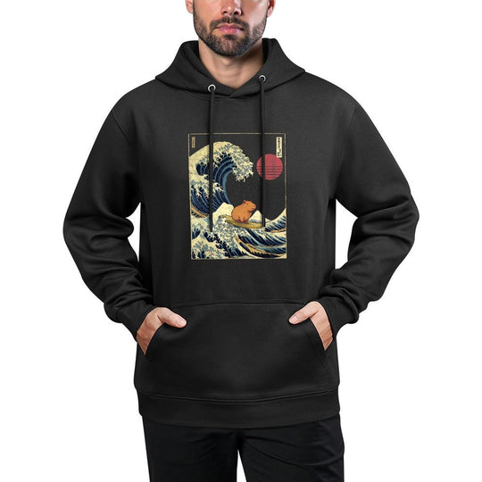 Capybara Japanese Kanagawa Wave Funny Surf Animal Customizable Surface Hoodie