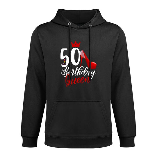 Funny 50th Birthday 50 Birthday Queen Lipstick Stilettos All-Day Comfort Hoodie