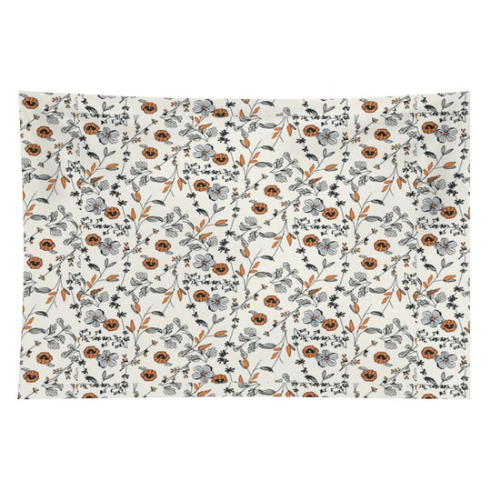 Orange Flower Pattern Tapestry