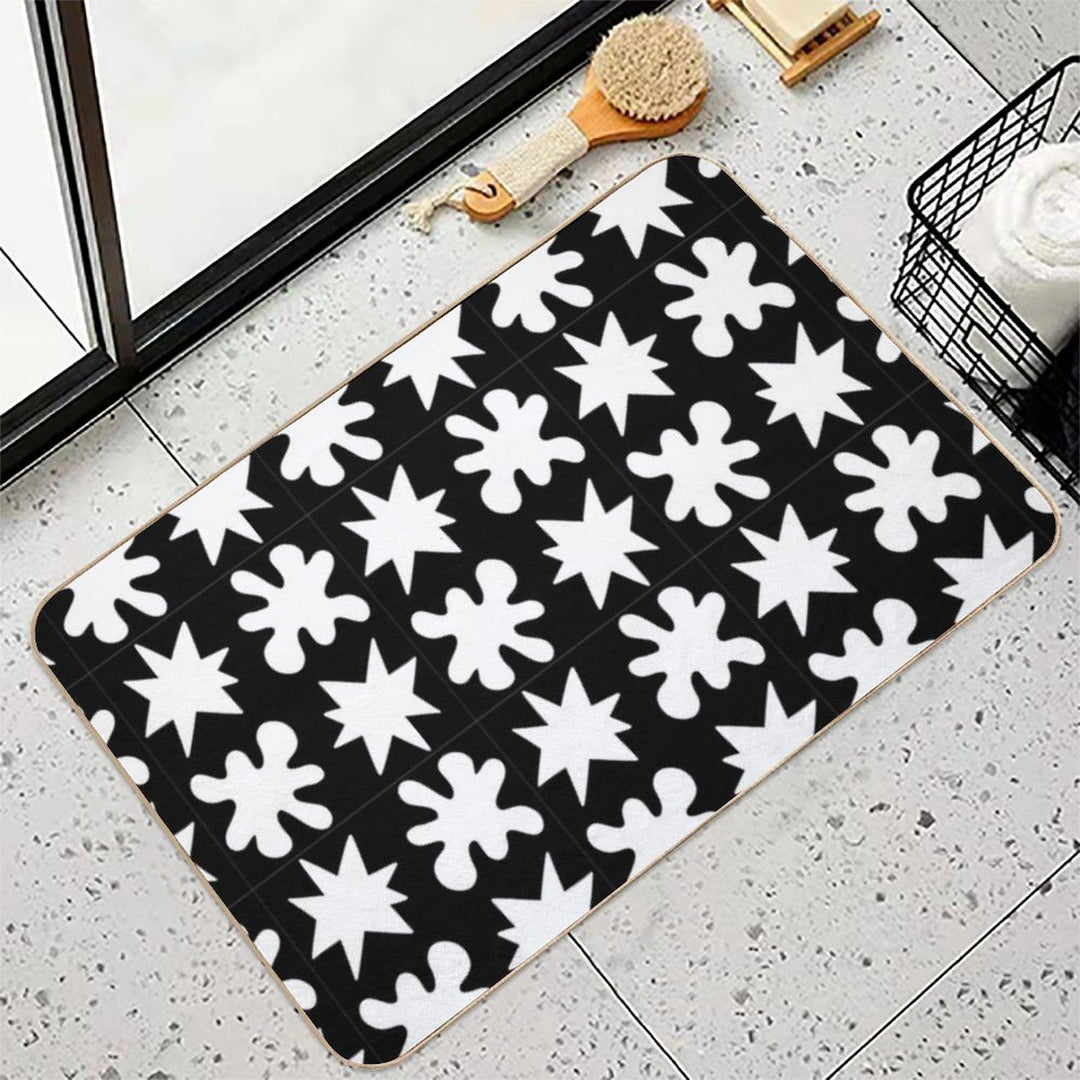 KikiBouba - White on Black  Easy Maintenance Bath Mat