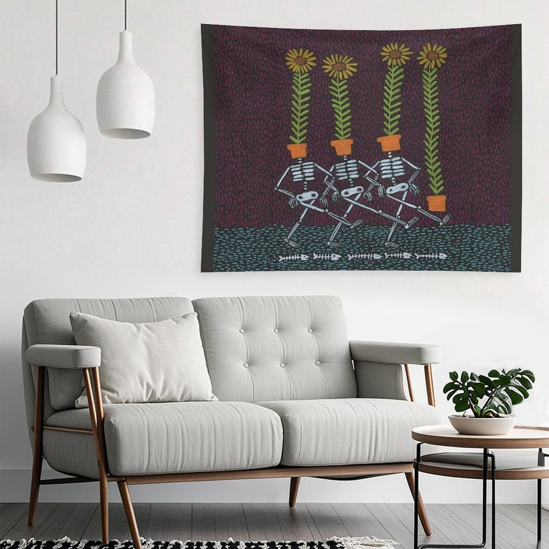Sunflower Skeletons Tapestry