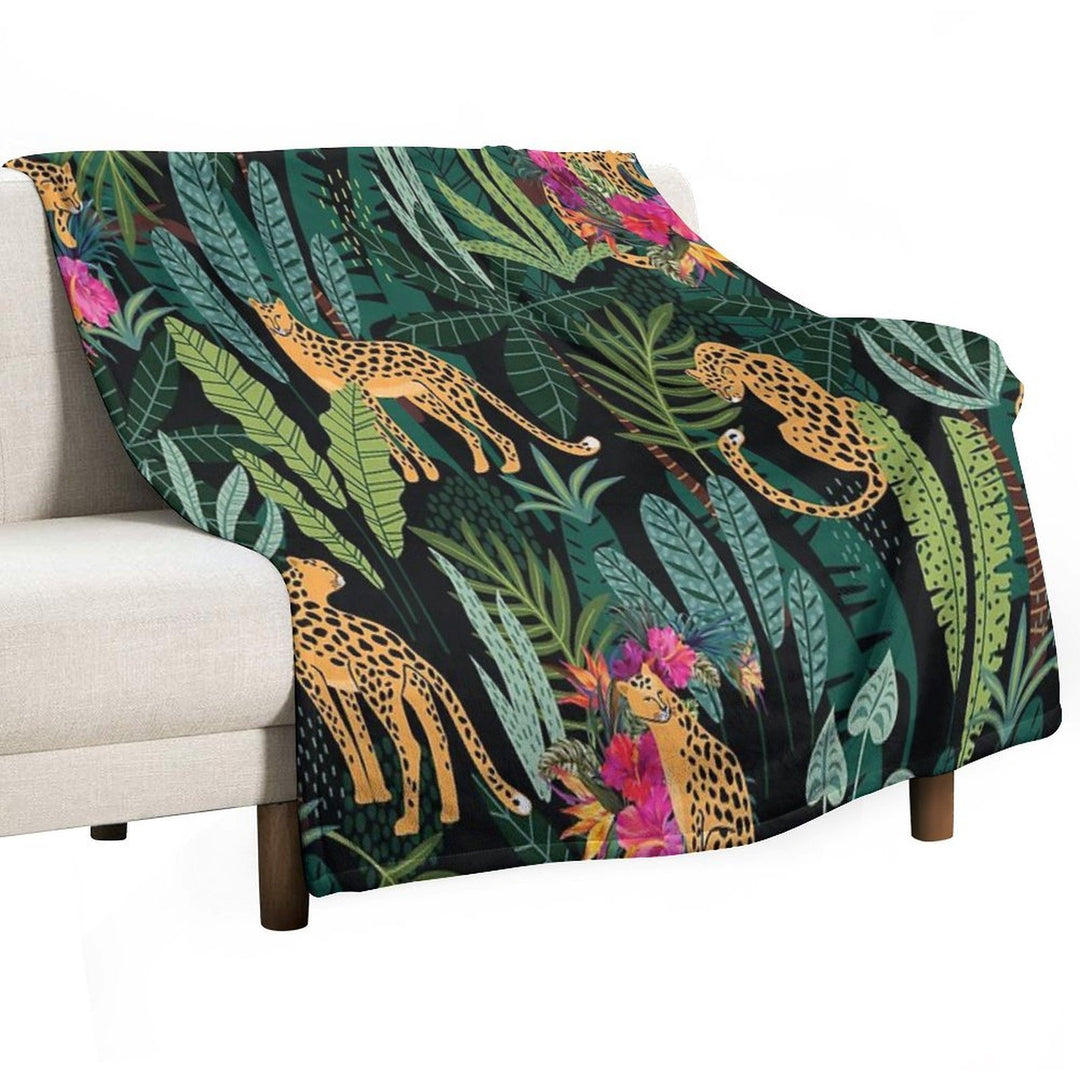 Tropical Cheetah Print Sustainable Throw Blanket