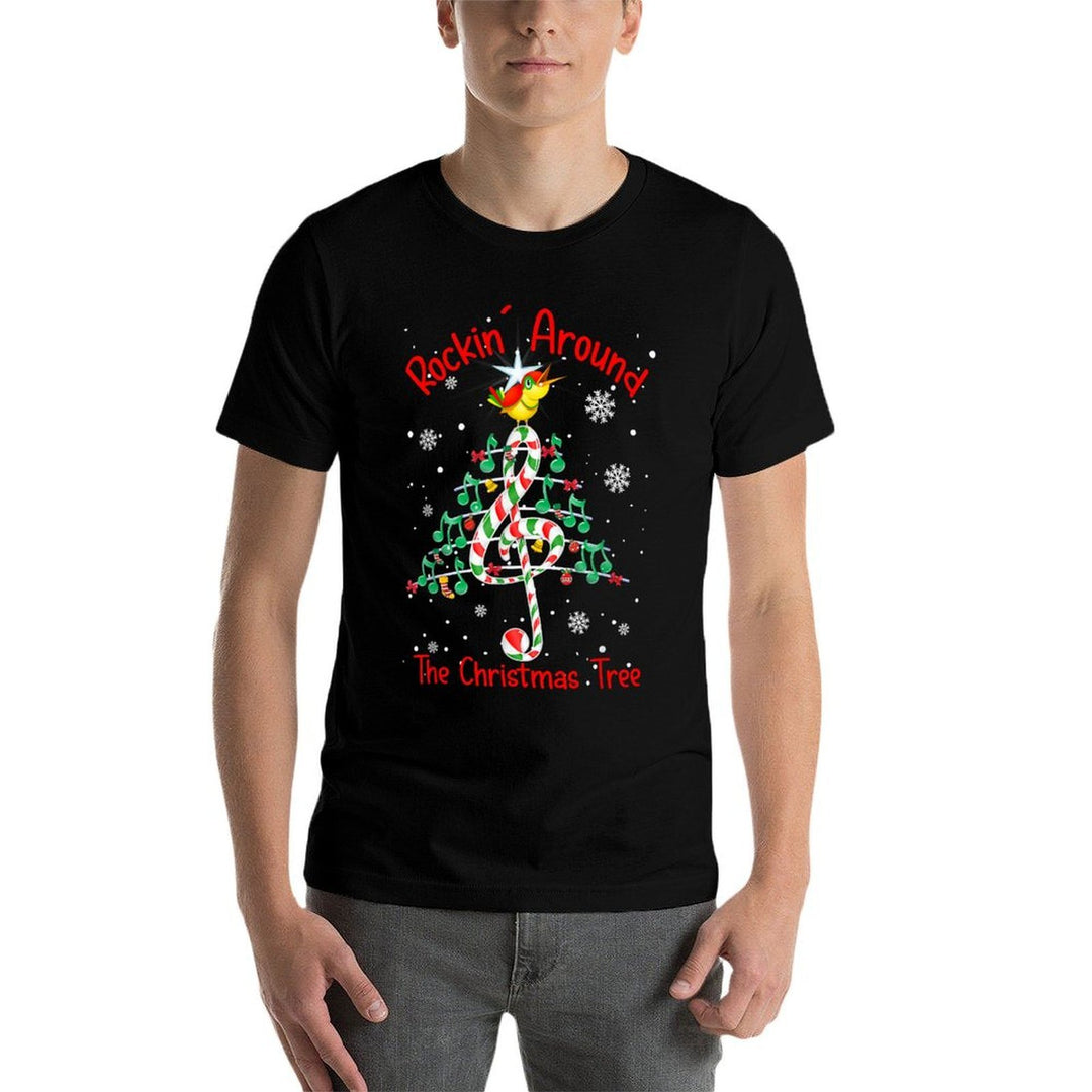 Rockin Around The Christmas Tree Music Note Music Teacher Men Women  Moisture-wicking T-Shirt