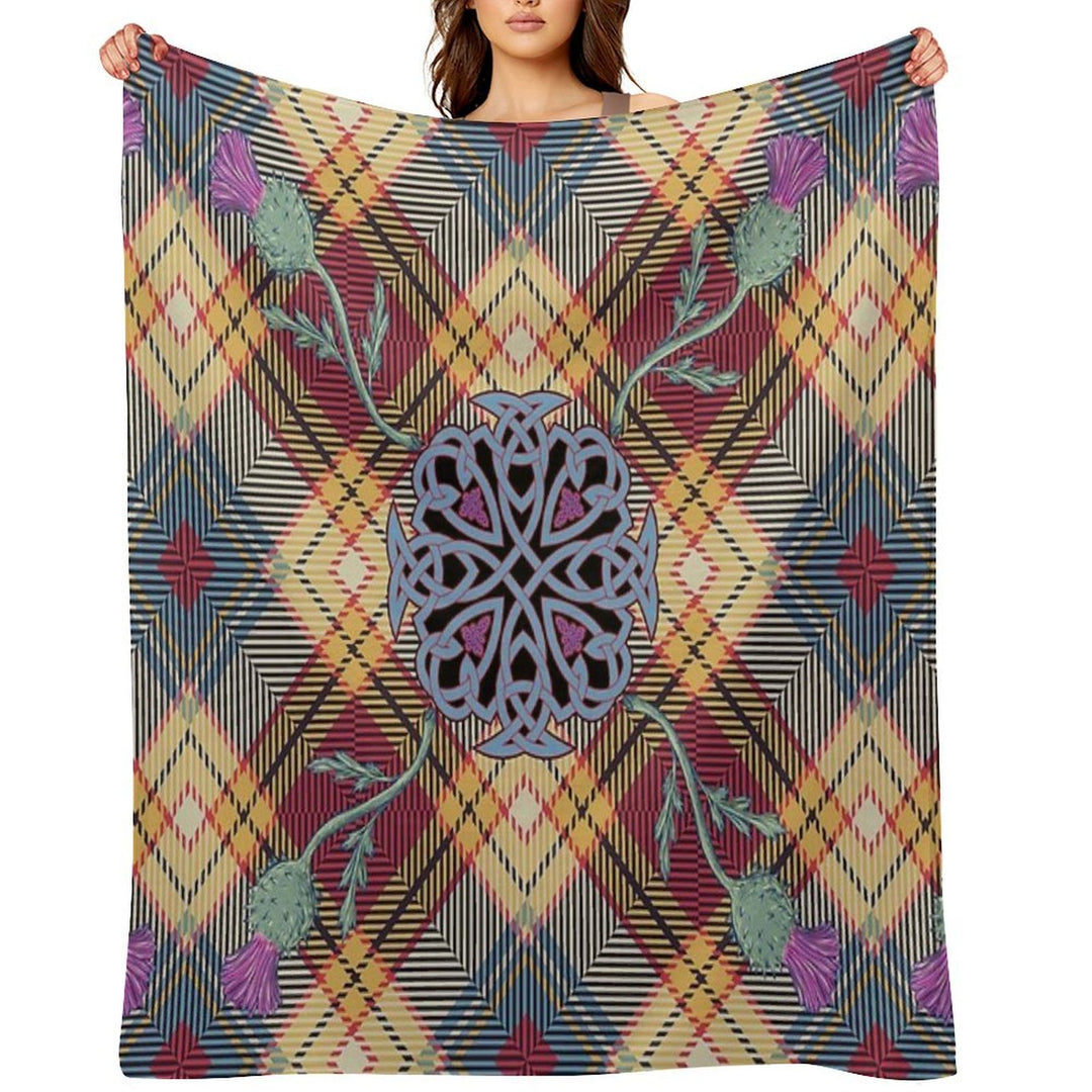 Scottish Thistle Tartan Easy Care Throw Blanket