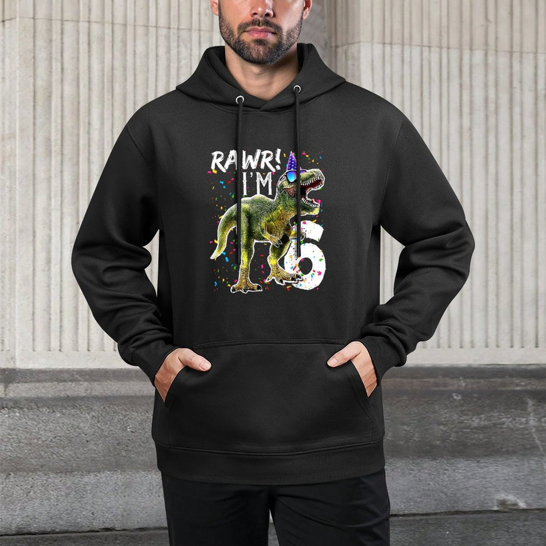Rawr I'm 6 6th Birthday T Rex Dinosaur Boys Dinosaur Gift Shape Retention Hoodie