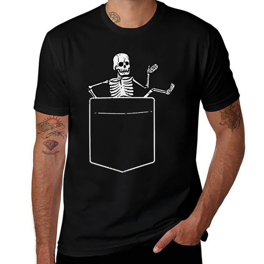 Halloween Skeleton Costume Pocket Men Women Kids Boys Girls  Heathered Texture T-Shirt