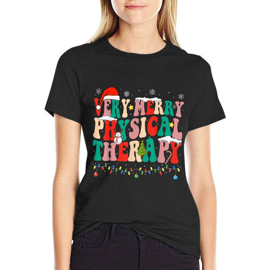 Very Merry Physical Therapy Christmas Physical Therapist PT  Fade-proof Color T-Shirt