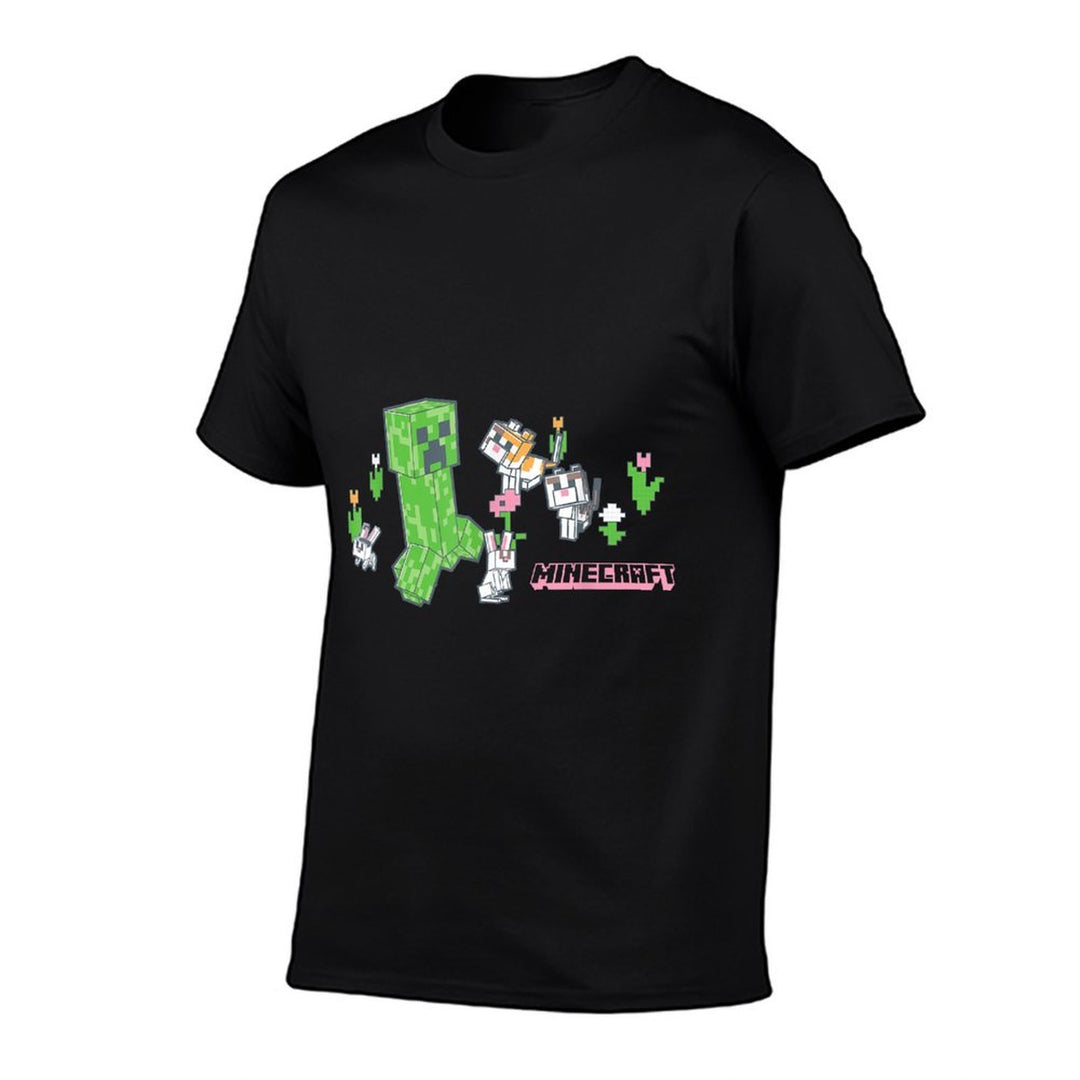 Minecraft Creeper With Bunnies And Cats Pixel Garden  Soft T-Shirt