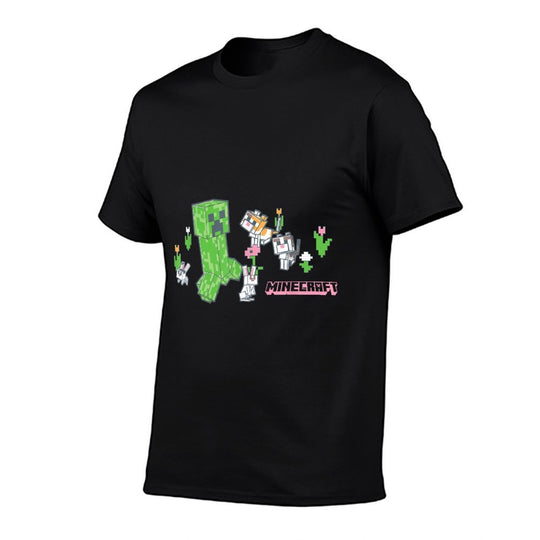 Minecraft Creeper With Bunnies And Cats Pixel Garden  Soft T-Shirt