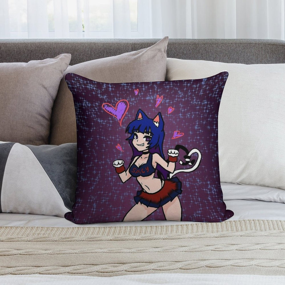 Cat Girl Soft Reinforced Edging Throw Pillow