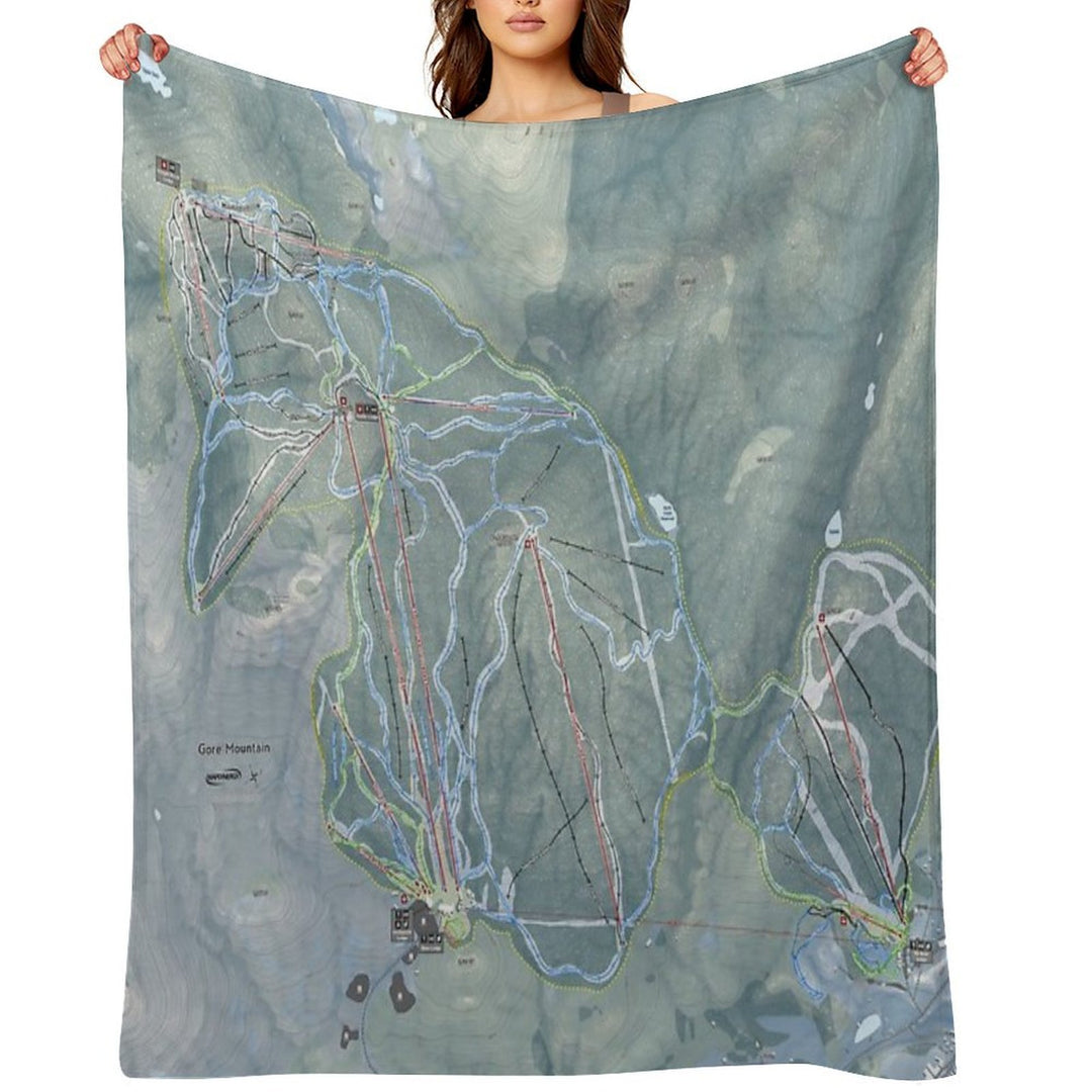 Gore Mountain Resort Trail Map Gift-ready Throw Blanket