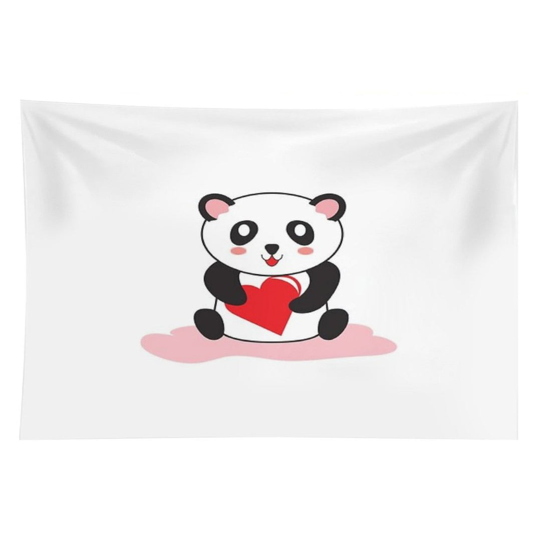 Cute Panda Holding A Heart Sticker Tapestry