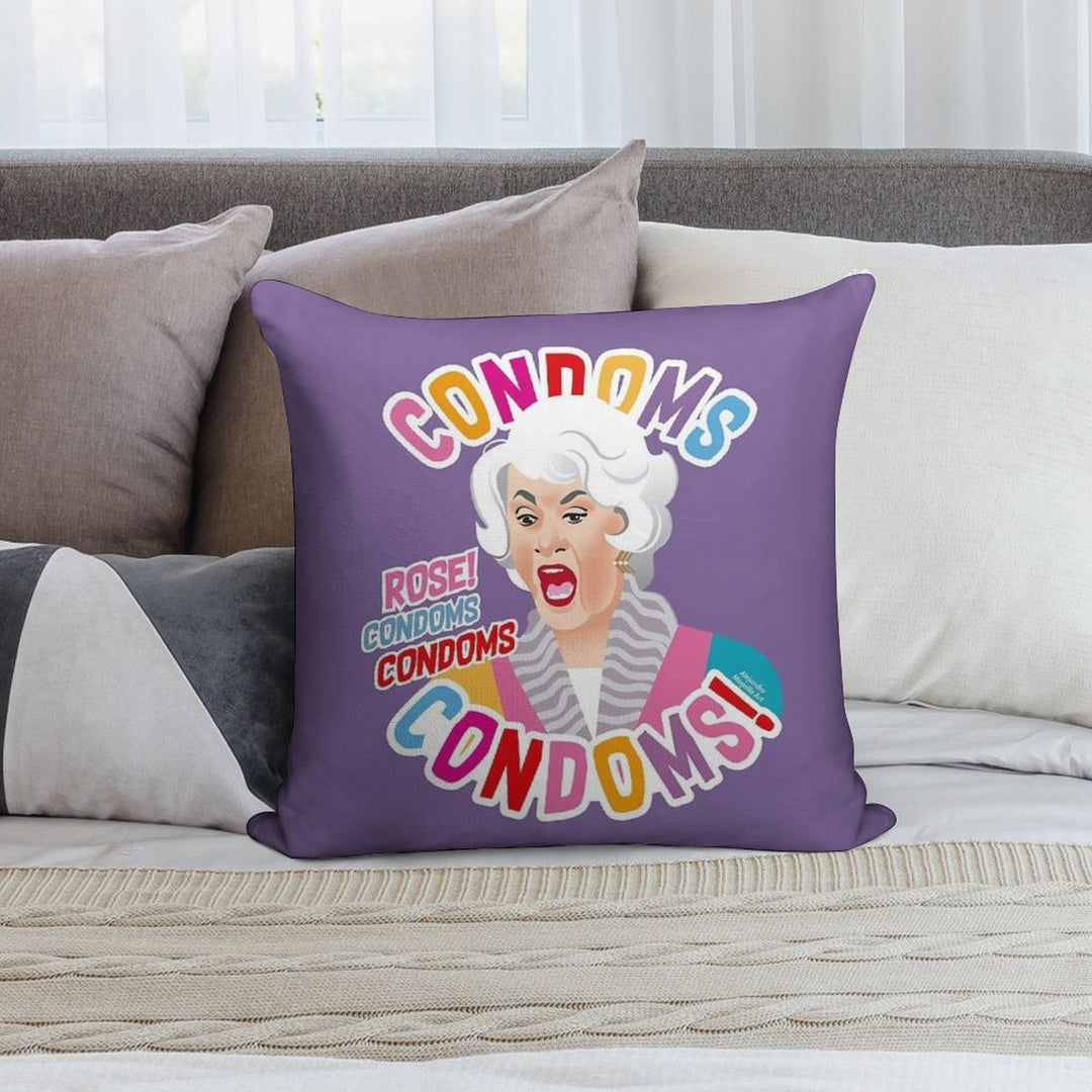 Condoms, Rose! Soft Hidden Zipper Throw Pillow