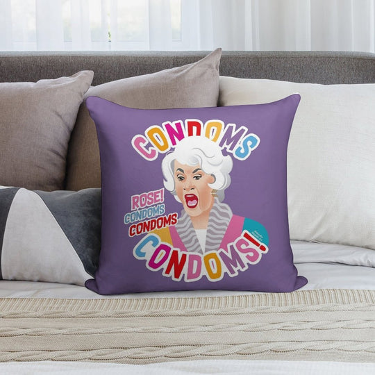 Condoms, Rose! Soft Hidden Zipper Throw Pillow
