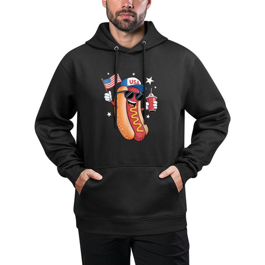 4th of July Hotdog Funny Fourth of July Patriotic USA Moisture-Wicking Hoodie