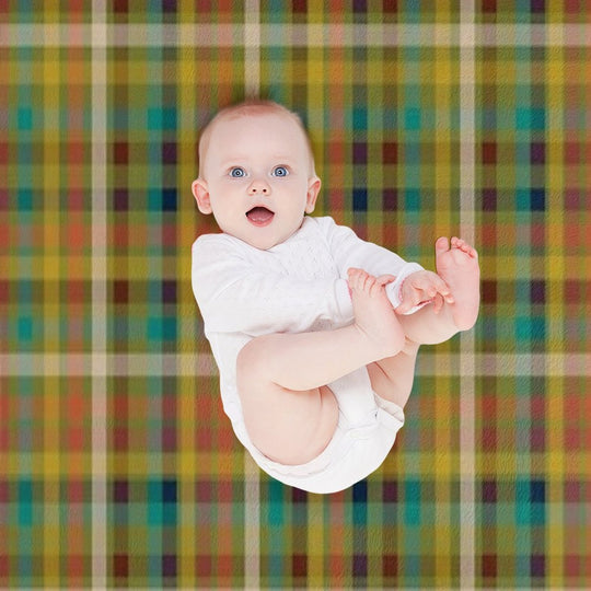 Retro Modern Plaid Pattern in Midcentury Mod Mustard, Olive, Orange, Teal, And Navy Eco-conscious Throw Blanket