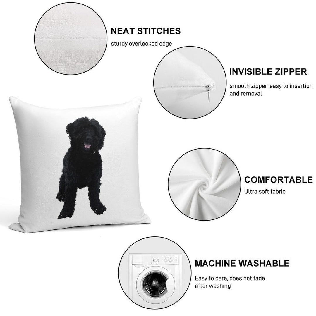 Black Goldendoodle Soft Ultra-Soft Texture Throw Pillow