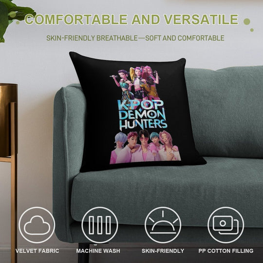 K-Pops Demons Hunterss Anime Soft Fade-Resistant Throw Pillow
