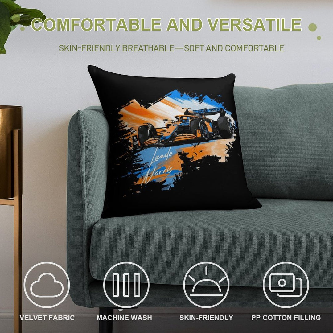 Lando Norris - Retro_Digi Art Soft Fade-Resistant Throw Pillow