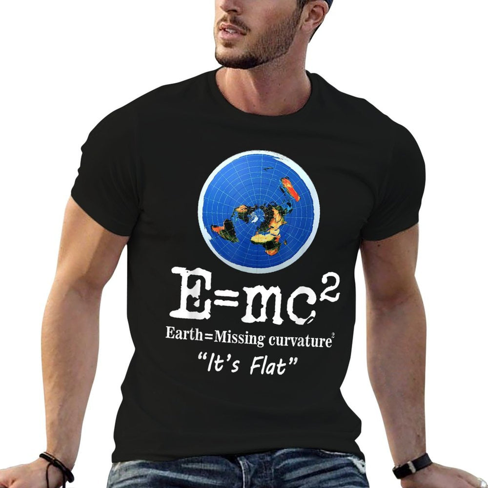 Flat Earth Its Flat Funny Flat Earth Curvature Meme  Polyester Blend T-Shirt