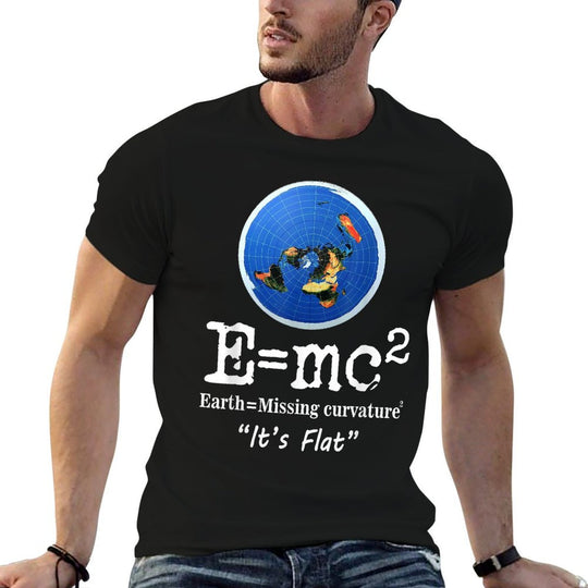 Flat Earth Its Flat Funny Flat Earth Curvature Meme  Polyester Blend T-Shirt